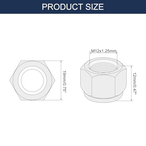 uxcell 50Pcs M12x1.25mm Nylon Insert Hex Lock Nuts, 304 Stainless Steel Self-Locking Nylon Insert Stop Nut for Industrial Construction Fasteners, Silver&Blue 50