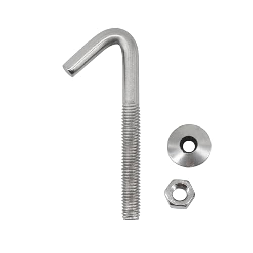 (10 Pieces) M6x120mm Roof Anchor Bolt Concrete Anchors Screws J Hook 304 Stainless Steel 7 Shape Wall Hook Long Shank Hooks With Hex Nut Washer