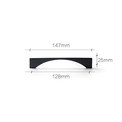 Goo-Ki 5'' Modern Cabinet Pull Matte Black Drawer Handle Wardrobe Cabinet Hardware,6 Pack 074 5'' Hole Centers