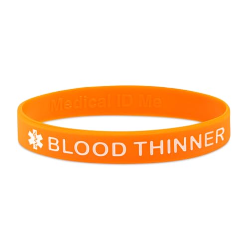 Medical ID Me 5pcs Blood Thinner Silicone Wristband Medical Awareness Bleeding Risk Warfarin Large 20cm
