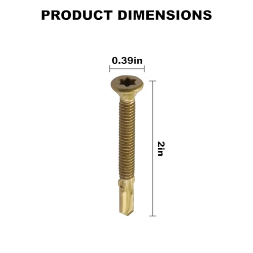 #12-24 x 2 Reamer Tek Torx/Star/Star Head Self Drilling Wood to Metal Screws, Tek Screws Wood to Metal, T-30 Torx Screw Head for Flatbeds, Trailers - 100pcs #12x2