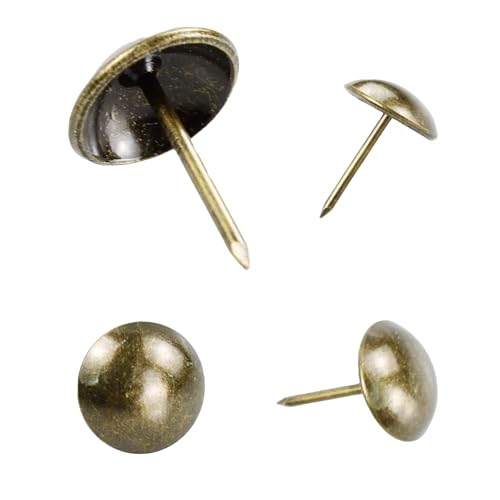 200PCS 5/8" Upholstery Tacks Furniture Nails Pins, 16×20mm Decorative Furniture Tacks, Round Head Furniture Thumb Pushpin DIY Tacks for Upholstered Furniture Cork Board, Bronze