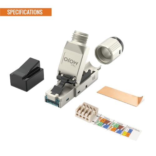 Tecmojo 2 x CAT6A STP Shielded RJ45 Plug Toolless Field Plug 10 Gigabit for 23-26 AWG Cable Silver
