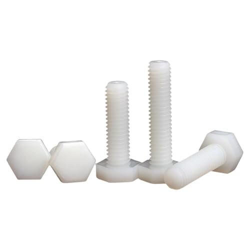 1000PCS Hexagonal Head Nylon Screws M5x12 - Chemical Resistant Fastener Kit, Non-Conductive PA66 Bolts for PCB/Automotive Assembly White