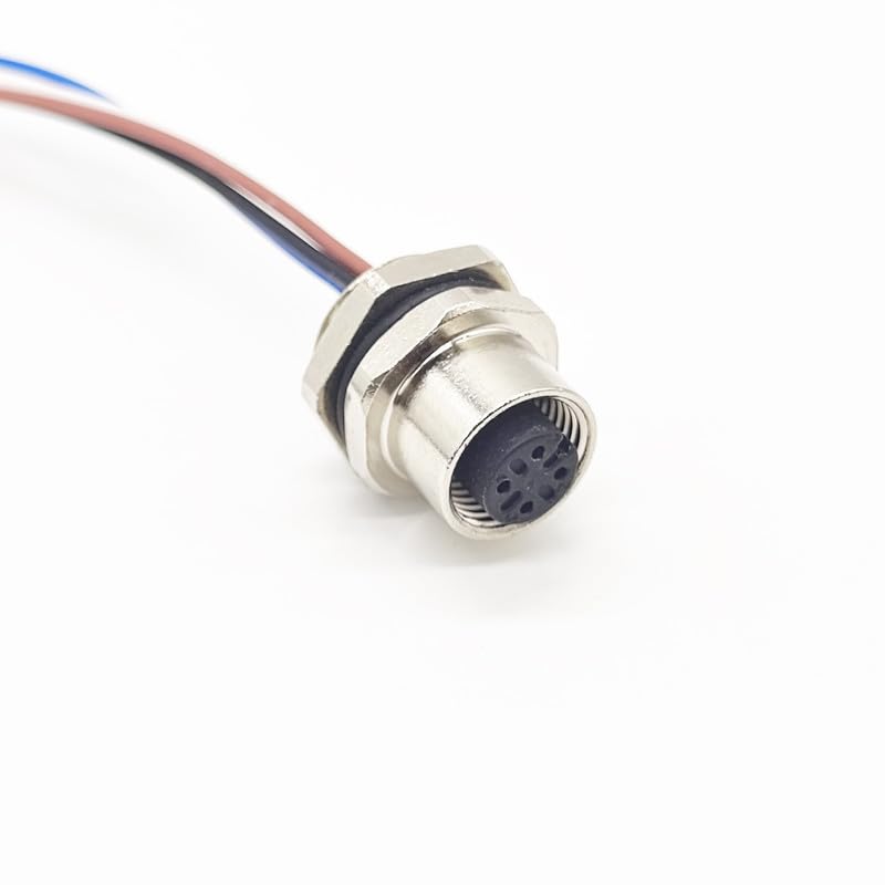 M12 4Pin Female Connector Cable, A Coded Straight Back Mount Cable Waterproof Female Aviation Socket UnShielded Electrical Cable IP67 Sensor Receptacle（0.5Meter） 1.64ft