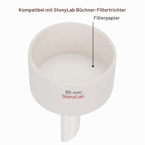stonylab Quantitative Filter Paper Laboratory, Pack of 100 Cellulose Filter Paper Circles with Slow Flow Rate and 10 Micron Particle Retention, 74 mm Diameter