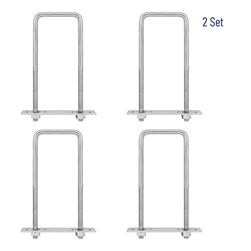 4 Sets 304 Stainless Steel Square U-Bolts, 80x150mm, M10 80×150mm (W*L)