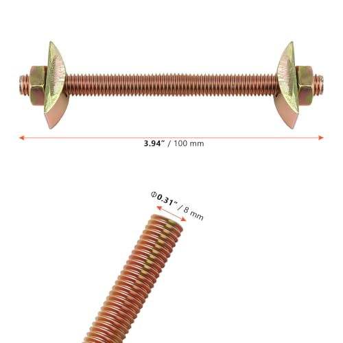 SINJEUN 30 PCS Countertop Connector Bolts, M8 x 100mm Furniture Fastening Connectors with Wrench, Miter Draw Bolt Countertop Flip Joint Connector for Bed Frame, Furniture, Tabl