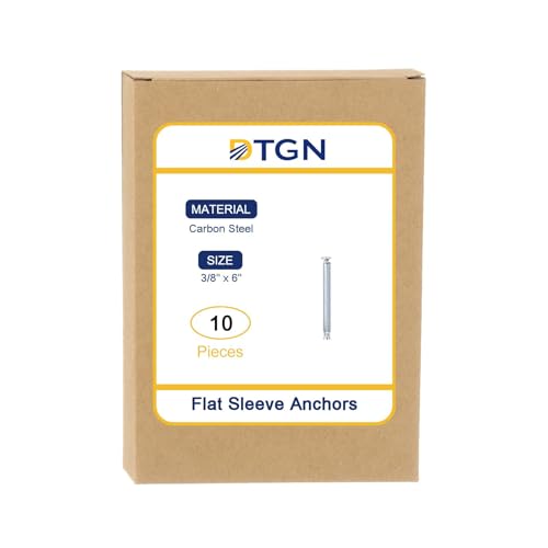 DTGN 10Pack 3/8"x6" Flat Sleeve Anchors Carbon Steel Silver