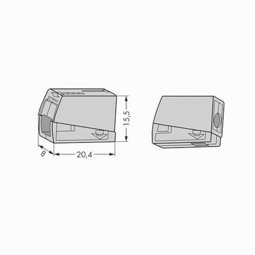 WAGO 224-101 LIGHTING CONNECTOR, 2 CON, 14-12 AWG (50 pieces)