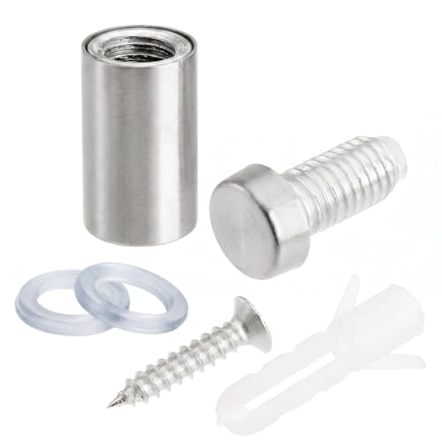 Coloch 60 Pcs Stainless Steel Standoff Screws, 1/2x1 Inch Mounting Glass Hardware Advertising Wall Standoff Sign Holders Screws for Hanging Acrylic Picture Frame, Glass Mounting, Office, Supermarket