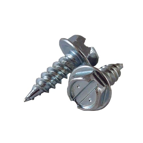 Malco 8X1/2 Zip-in Self-Piercing Screws | 1/4" Slotted Hex Washer Head Sheet Metal Screws | Fast & Easy Piercing | Zinc Plated (1000 Count)