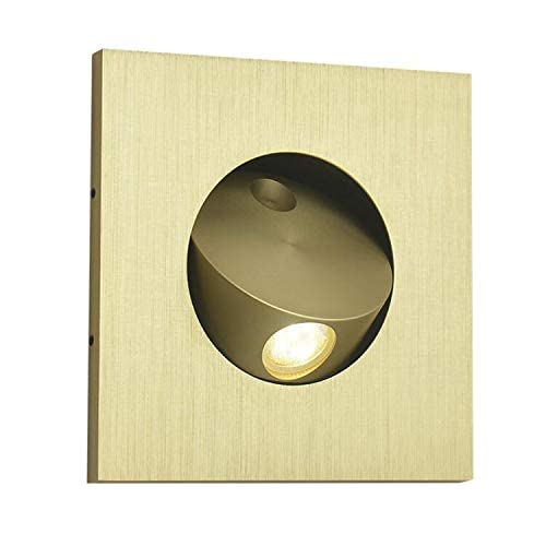 3W LED Wall Recessed Step Stair Lighting Bedside Reading Light Fixture Hidden On/Off Switch Adjustable Warm White Yellow Square