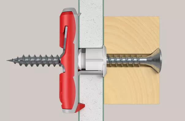 fischer FIXtainer DuoPower and DuoTec Assortment Box Universal and Toggle Wall Anchors with PZ Screws for Hollow Walls, Drywall and Solid Materials - 100 Anchors & 100 Screws DuoPower / DuoTec + screw