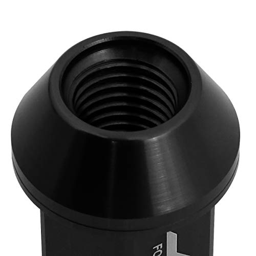 J2 Engineering LN-T7-023-15-BK Black 7075 Aluminum M12X1.5 20Pcs L: 40mm Open End Lug Nut w/Socket Adapter 1.5-Inch