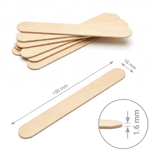KMINA Wooden Mouth Depressors Non Sterile 150mm x 18mm x 1.6mm (Pack of 100 | Tongue depressor, latex-free, handy format for practice and everyday life, 1 box for refilling, stable in the hand