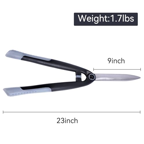 Garden Hedge Shears for Trimming and Shaping Shrubs with SK5 High Carbon Steel Non-Stick Blades, Shock-Absorbing Bumpers & Lightweight Handles