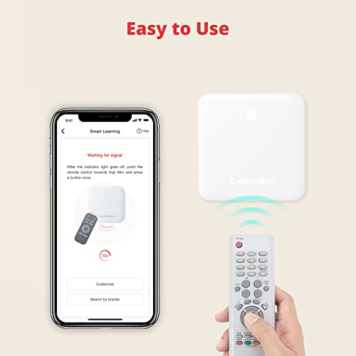 SwitchBot Bot White & Hub Mini Kit: Automate IR Devices & Physical Switches with Alexa/Google Voice Control, App Scenes & Timers.