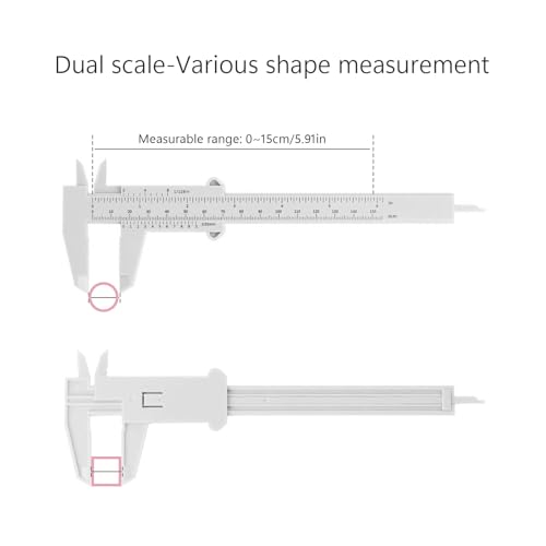 Set of 4 Digital Callipers, 150 mm Precision Calliper, Digital 0.01 mm, Plastic Caliper, Analogue Accuracy Thrust Gauge, Small for Household, Office, Students, Buttons, Jewelery Measurement