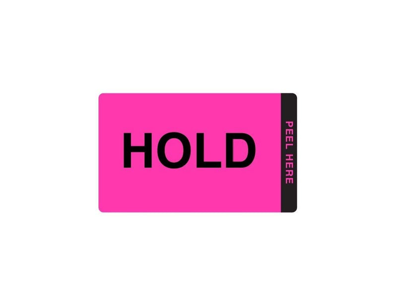 ChromaLabel Fluorescent Pink and Yellow Double Layer Quality Control Label, Imprinted: Hold, Released, 50 per Pack, 3 x 5 Inch