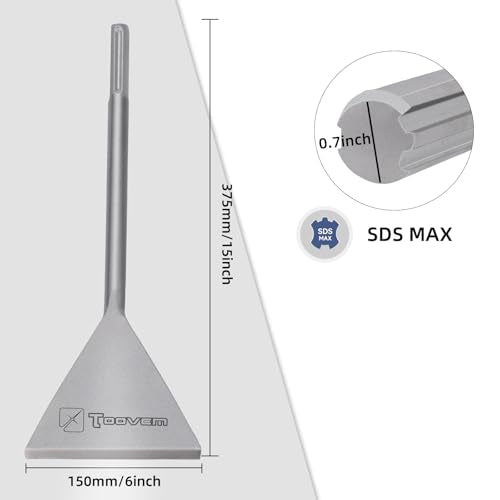 TOOVEM 6 Inch Wide SDS Max Chisel for SDS Max Shank Rotary Hammer Drills 6 x 15 in