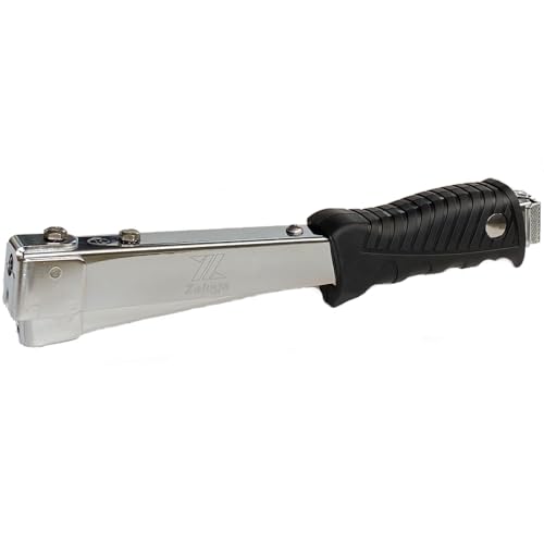 Zeluga 16-425 Heavy Duty Steel Construction Hammer Tacker, Anti-Jam Magazine and Ergo Grip Handle, Fits Staples 1/4'' - 5/16'' - 3/8'' (A11, T50 and 140 Staples), Black