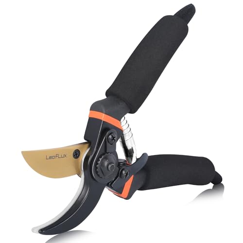 LeafLux 8" Professional Heavy Duty Anvil Pruning Shears (1108S) and LeafLux Pruning Shears, SK5 Titanium Plated Rust-Proof Bypass Pruning Shears(1003B)