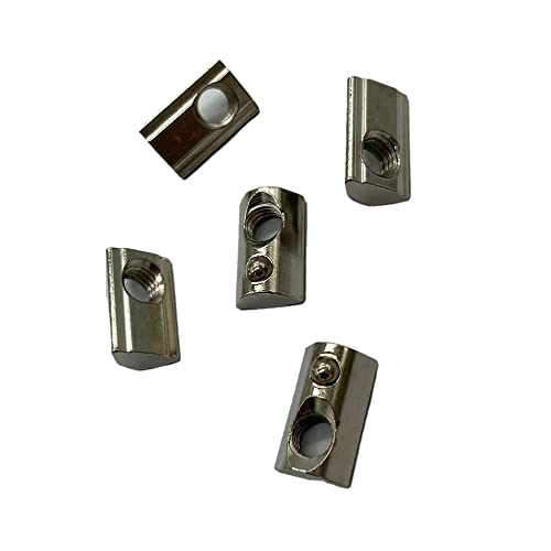 40Pcs M8 Thread T Slot Spring Nuts, Silver Carbon Steel Nickel-Plated Half Round Roll in Spring T Slot Nut for European Standard 4040 Series Aluminum Extrusion Profile (A Pack of 40pcs)