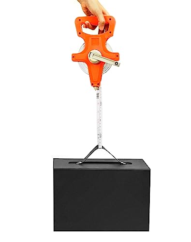 QWORK 1/2" x 100' Fiberglass Tape Measure, 4 Pack Engineer's Open Reel Dual Sided Measure, Orange Orange - 4 pack 100 ft