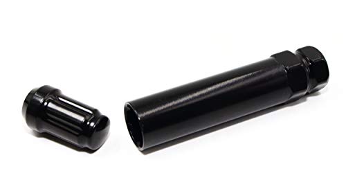 Set of 20 Veritek 1/2x20mm Black 1.4" 35.5mm Spline Drive Conical Seat Tuner Lug Nuts with 19mm 21mm Key for Dodge Ford Jeep Aftermarket Custom Wheels