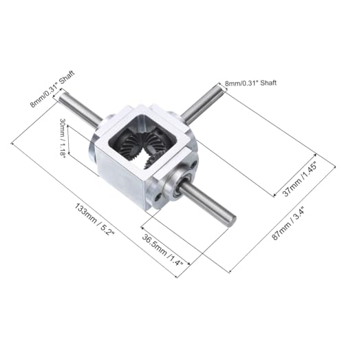 Gear-Box 90 Degree Right Angle Bevel- 1:1 Reversing Double Output Shaft 1 Module 20 Teeth Bevel Gear