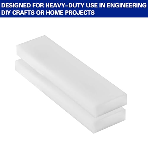 2 PCS HDPE Plastic Block 12" x 3" x 1", White Polyethylene Solid Tapping Block, Nylon Plastic Rectangular Solid Bar for DIY Projects Home Floor Improvement Prototyping
