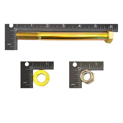 1/2"-13 x 5-1/2" Grade 8 Hex Bolts (4-Pack) with Flat Washers & Nylon Lock Nuts – SAE J429 Coarse Thread Heavy-Duty Bolts for Automotive, Machinery & Construction 5.5"