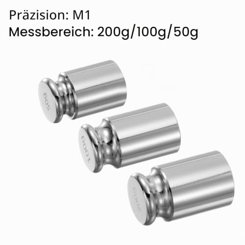 Quartzman 5-Piece Calibration Weight Set 50g 100g 200g | M1 Precision Chrome Plated Steel for Digital Scales