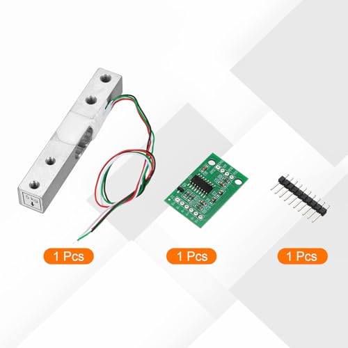 QUARKZMAN Digital Load Cell Weight Sensor 5 kg + HX711 Module Weighing Sensor 24 Bit Precision A/D Dual Channel 20 x 33 mm for DIY Portable Electronic Kitchen Scale Kit 1