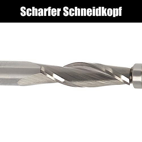 Spiral Flush Cutter 8 mm Shank, Up Cut Spiral Cutter for Router, 8 mm Cutting Diameter, 28.6 mm Cutting Length Spiral Grooved Double Ball Bearing Wood Cutter for Cutting Wood 8x8x28.6mm Up-cut