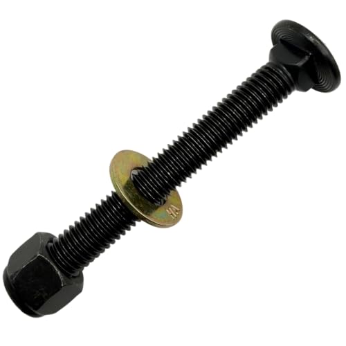 1/2"-13 x 4 Grade 8 Carriage Bolts (10-Pack) – Heavy-Duty Coarse Thread Bolts with Washers and Nylon Lock Nuts – Round Head Square Neck SAE J429 4.0" Plain Black Finish Bolts, Washers, Nuts 10