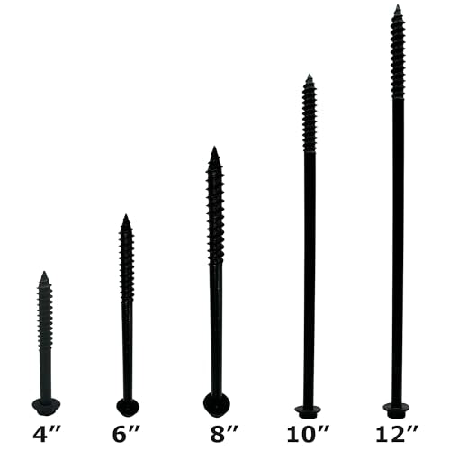 (25) 3/8” X 4” Black Hex Head Lag Wood Screws, Heavy Duty lag Bolts for Timber, Tree Houses, Fences by BRAUNY BOY HARDWARE -Qty 25