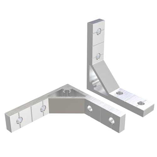 10Sets 2020 Aluminum Extrusion Corner Brackets,Strong Heavy Duty L Shape Brackets Sets with 40Pcs M5 T-Slot Nuts, 40Pcs Screws,Gasket and1Pcs Wrench (Silver) Silver
