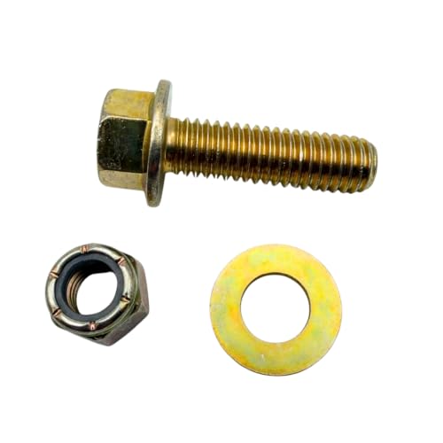 7/16"-14 x 1-1/2" Grade 8 Flange Bolts (10-Pack) – Heavy-Duty Hex Flange Bolts Includes Flat Washers & Nylon Lock Nuts – High-Strength SAE J429 1.5" UNC Coarse Thread Bolts 10 Bolts, Washers, Nuts