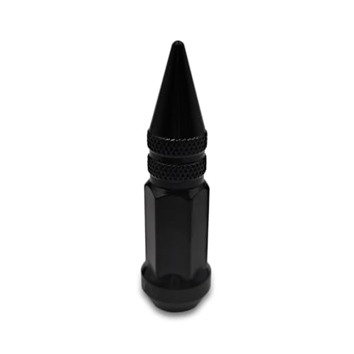 M14x1.5 Spike Lug Nuts 24pcs 14mmx1.5 Tall Wheel Lug Nuts with 1 Socket Compatible with Spline Spiked Lug Nuts for Chevy Silverado 1500, Lincoln Navigator, Jeep Grand Cherokee (Black) black
