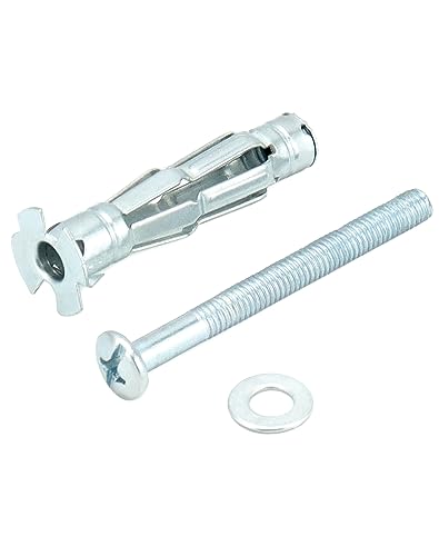 QWORK Hollow Wall Anchors, 50 Pcs 2" Long Carbon Steel Hollow Drive Wall Anchor Screws Assortment Kit Use for 1/8 to 5/8 Inch Wall Thickness, M6x52mm