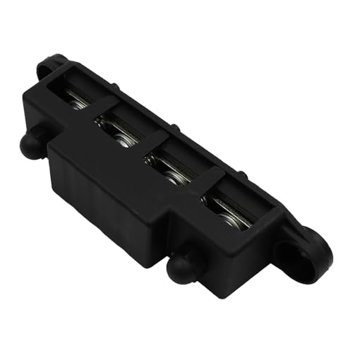 12V to 48V 250A Busbar 4 Way 4 Port Distribution Block M8 (5/16") with Black Cover Negative Terminal Stud for Cars Vans RV Trucks Boats Yachts