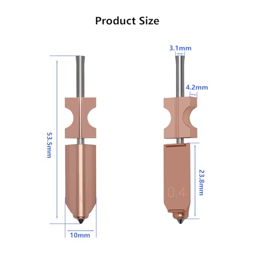 2PCS 0.4MM Original AD5X Nozzle, Quick-Detachable Nozzle Hot End Integrated Copper Heater Block Throat Tube Stainless Steel Nozzle Kit for Flashforge AD5X 3D Printer Accessories 2PCS 0.4MM Nozzle (New Version)