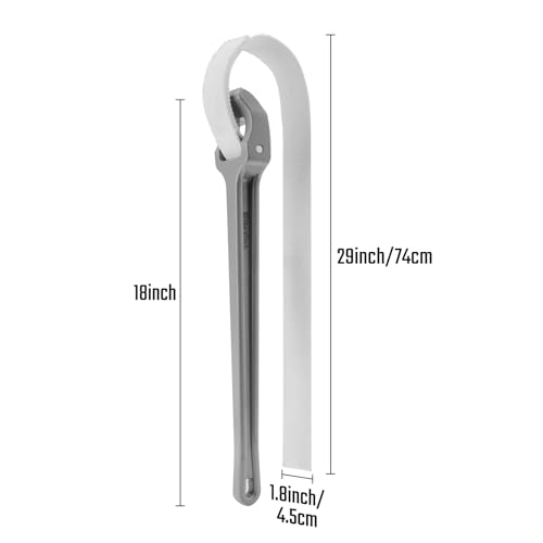 DURATECH Strap Wrench 18" Handle, Adjustable Nylon Strap Pipe Wrenches 18 Inch Grey