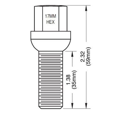 20 Pcs Lug Bolts Ball Seat 14x1.5 Thread 35mm Shank