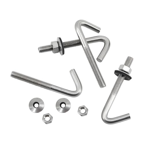 (10 Pieces) M6x120mm Roof Anchor Bolt Concrete Anchors Screws J Hook 304 Stainless Steel 7 Shape Wall Hook Long Shank Hooks With Hex Nut Washer