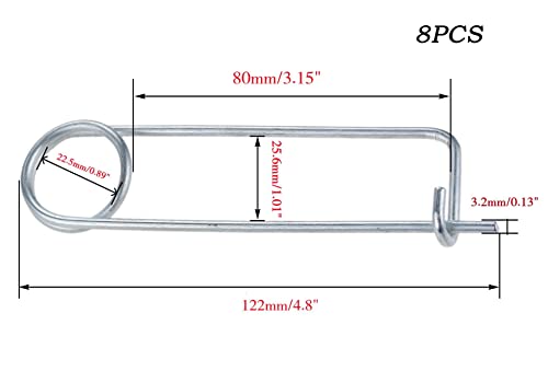 Steel Brooch Shape Cotter Safety Pins Spring Pin， Quick Lock Brooch Locking Fastener for Farm Lawn Garden Hitch (Size:3.2X80mm,8pcs) Size:3.2X80mm,8pcs