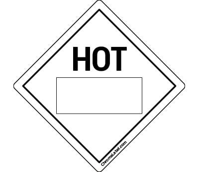 ChromaLabel 4 by 4 Permanent Durable Square D.O.T. Hazard Labels, Hot Blank Hazard Pictogram Label, 100/Roll 4" x 4" Blank Hot Hazard