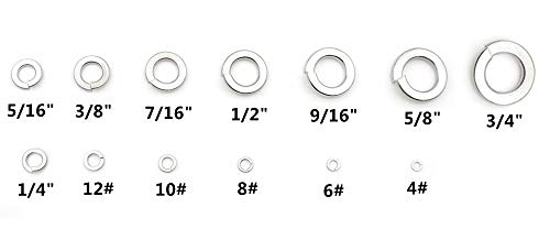 540Pcs 13-Size 304 Stainless Steel Spring Lock Washers Assortment Kit- 3/4 5/8 9/16 1/2 7/16 3/8 5/16 1/4 12# 10# 8# 6# 4#